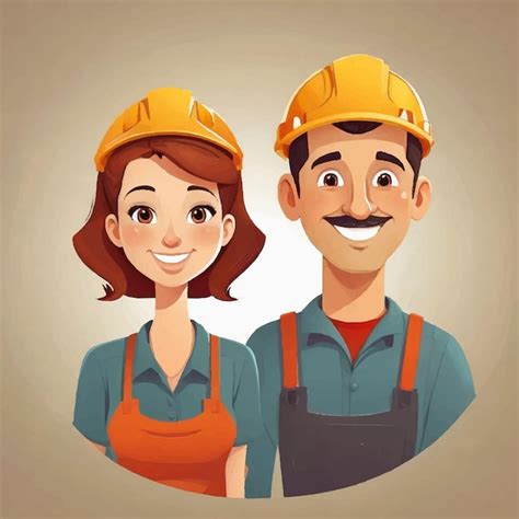 Premium Vector Vector Flat Professionals Workers Couple Smiling Cartoons