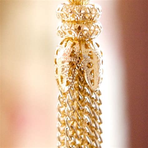 Vintage Long Filigree Bead Gold Tone Chain Tassel Pendant Etsy