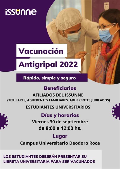 Campaña de Vacunación Antigripal 2022 el ISSUNNE realizará jornadas