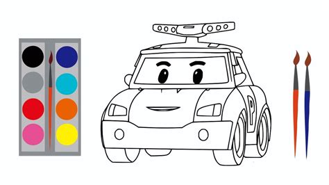 Menggambar Melukis Dan Mewarnai Robocar Poli Untuk Anak How To Draw