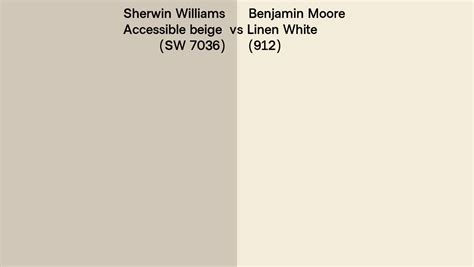 Sherwin Williams Accessible Beige Sw 7036 Vs Benjamin Moore Linen White 912 Side By Side