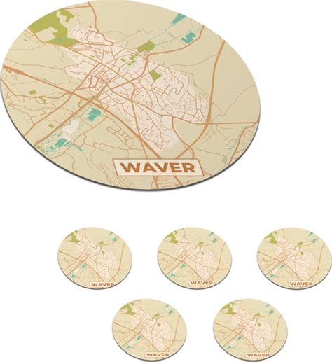 Onderzetters Voor Glazen Rond Kaart Plattegrond Waver Vintage