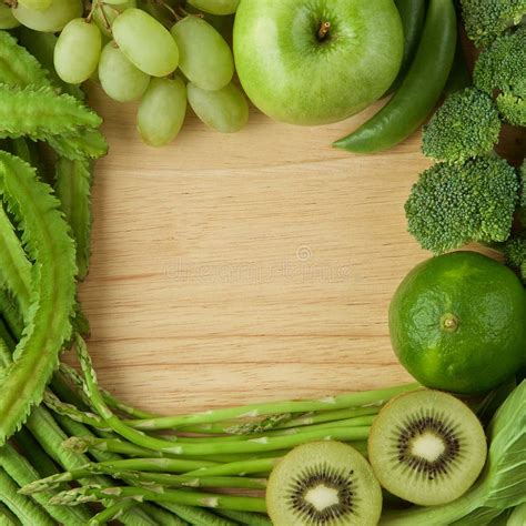 Fundo Saudável Comer Vário De Frutas E Legumes Verdes Foto de Stock