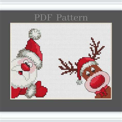 Funny Moose Cross Stitch Pattern Pdf Easy Reindeer Crossstich Etsy