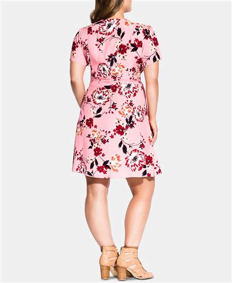 City Chic Trendy Plus Size Floral Print Fit And Flare Dress Macys