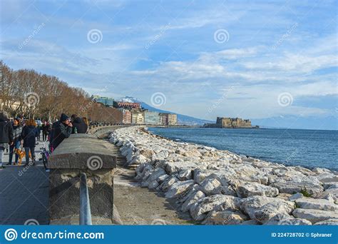 Napoli Lungomare Di Via Partenope Dalla Barca Editorial Image