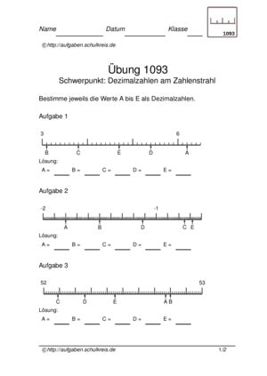 Klassenarbeiten und Übungsblätter Mathematik Gymnasium Klasse 6