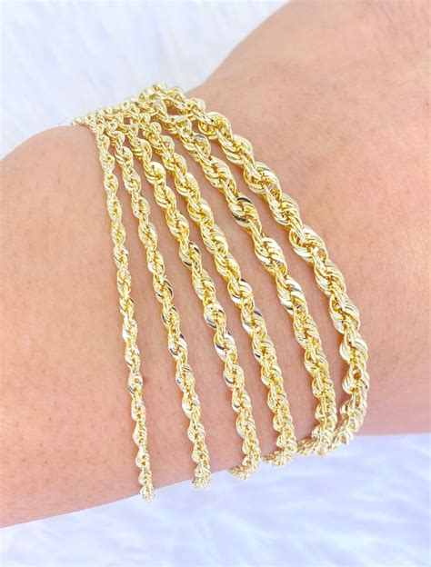 Solid 10k Gold Rope Bracelet 2mm 25mm 28mm 32mm 35mm 40mm 45mm