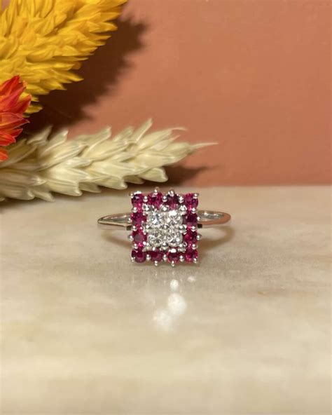 Bague Damier Rubis Diamants Briar Bijoux Uniques Et Vintage Elliade