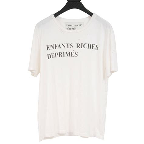Enfants Riches Deprimes White Distressed Logo Short Sleeve T Shirt