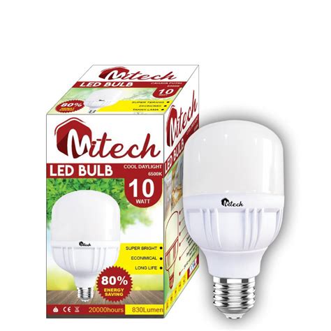 Jual Lampu LED Mitech T Bulb 10 Watt Bohlam Bercahaya Putih Shopee