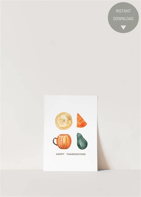 Happy Thanksgiving Pumpkin Card Printable Thankful Greeting Card ...