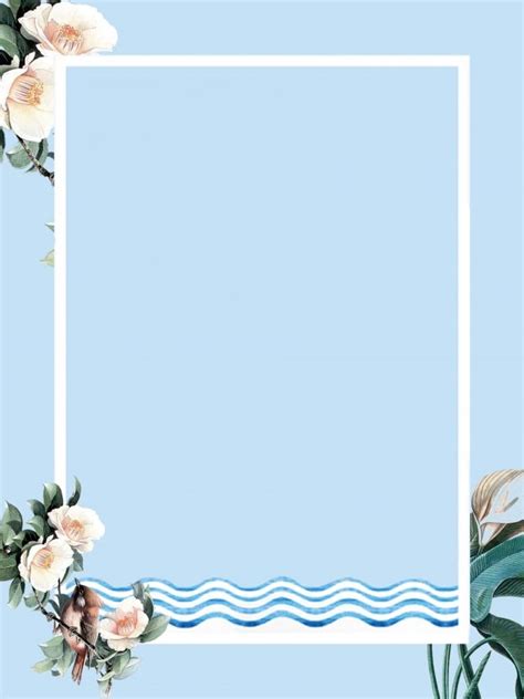 Minimalistic Blue Flowers Border Background Design | Blue flower ...