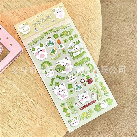 Jual Kiandaa Lembar Sticker Sheet Diary Glitter Motif Bear Rabbit