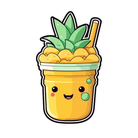 Premium Vector Mango Pineapple Smoothie Sticker Cool Colors