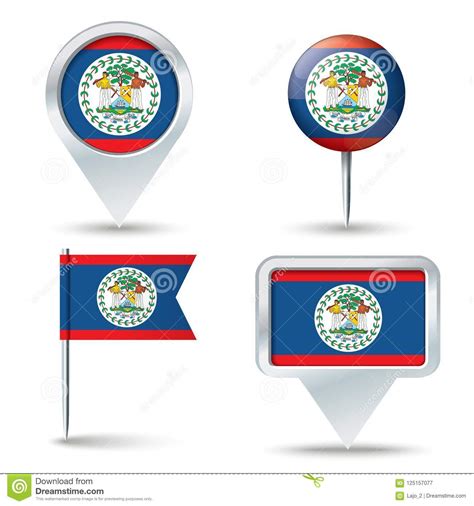 Pernos Del Mapa Con La Bandera De Belice Ilustración del Vector