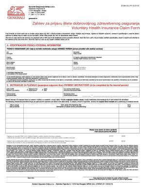Fillable Online generali ZA SN PR 15 02-01 ZAHTEV za prijavu stete ...