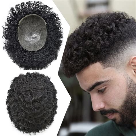 Buy Afro Toupee For Black Men Afro Curly African American Wigs 8x10