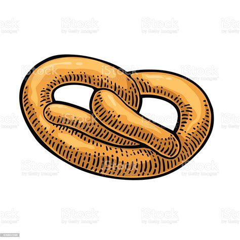 Ilustración De Pretzel Vector Color Dibujado A Mano Grabado Vintage Y