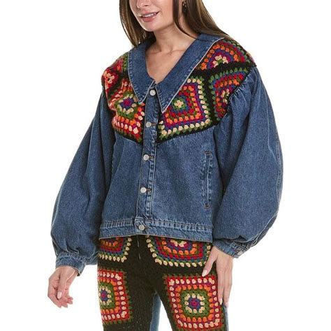 Farm Rio Jackets Coats Farm Rio Crocheted Denim Jacket Poshmark