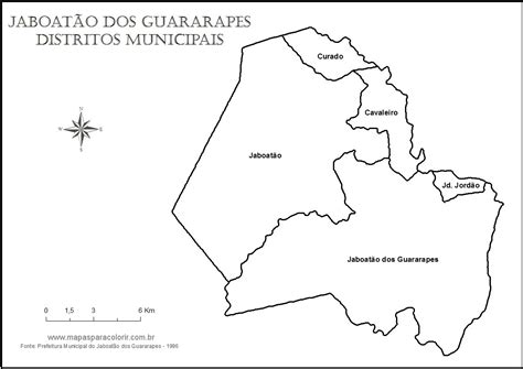 Mapas do Jaboatão dos Guararapes - Mapas para Colorir