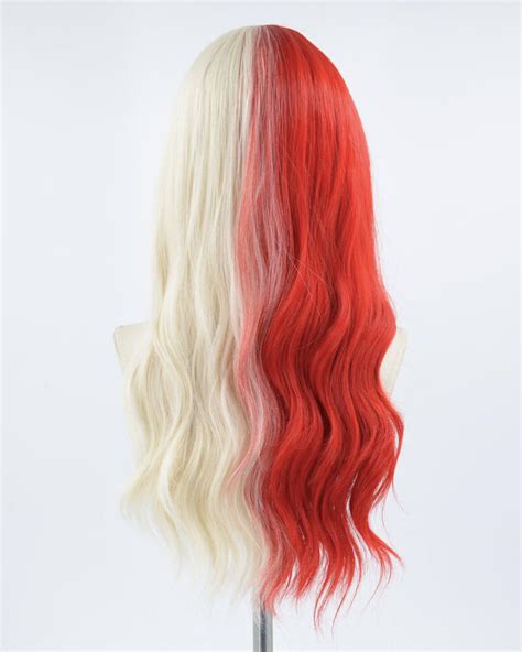 Half Red Half Blonde Synthetic Wig Hw153 Weekendwigs