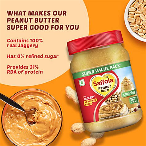 Buy Saffola Peanut Butter With Jaggery Crunchy No Refined Sugar