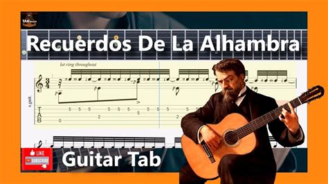 Recuerdos De La Alhambra Francisco T Rrega Guitar Tab Youtube