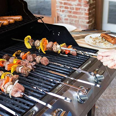 Stainless Steel Grilling Skewers Sets Pcs Flat Metal Bbq