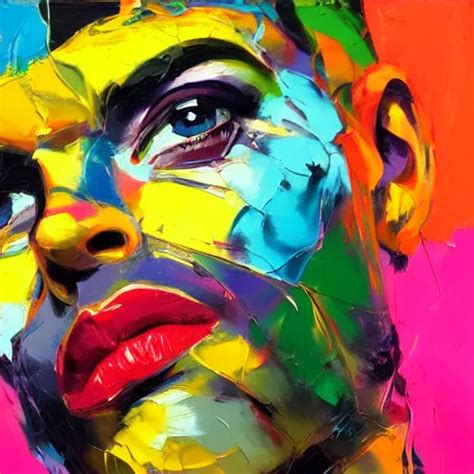 A Vibrant Oil Painting Close Up Of A Beautiful Man By Stable