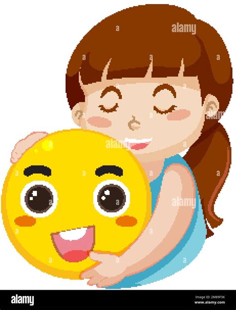 Cute girl hugging smile emoji illustration Stock Vector Image & Art - Alamy