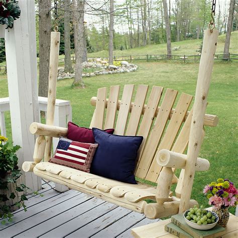 Cedar Log 4ft Porch Swing - Lakeland Mills Furniture Co