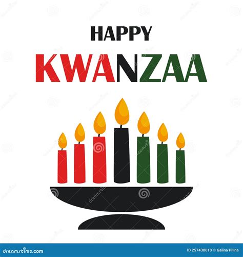 Happy Kwanzaa Celebration Banner Kinara With Seven Candles And Text Stock Vector Illustration