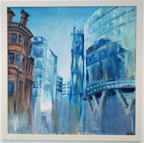 1070454379: Oil painting: Manchester Iconic buildings