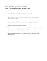 Leadership Theory And Practice Week 5 Signature Assignment Leader