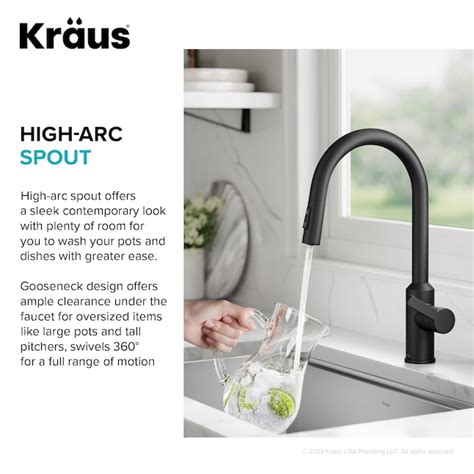 Kraus Oletto Matte Black Single Handle Touchless Pull-down Kitchen ...