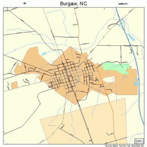 Large Street Road Map Of Burgaw North Carolina Nc Printed Poster