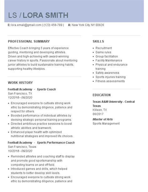 Sports Coach Resume Examples And Samples For 2024