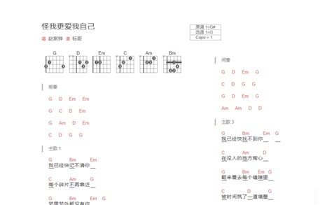 怪我更爱我自己吉他谱 赵紫骅 G调吉他弹唱谱 和弦谱 琴谱网