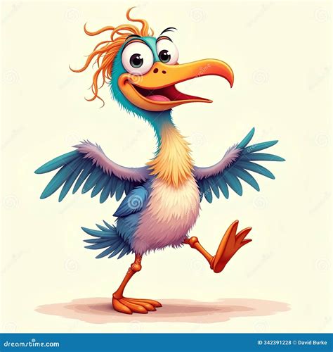 Cartoon Comic Creature Funny Face Bird Blue Heron Crane Stork Fish Hawk