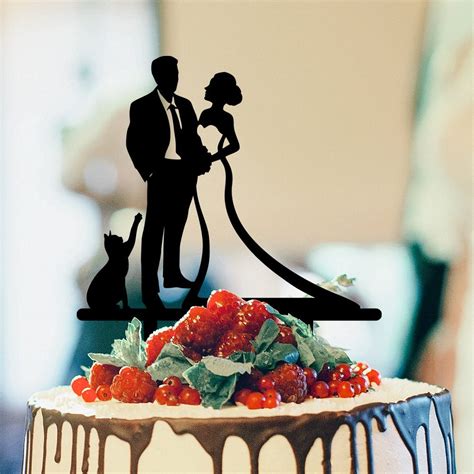 Buy African American Couple Silhouette Cake Toppers With Dog Black ...