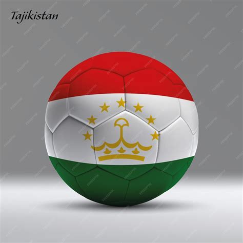 Premium Vector 3d Realistic Soccer Ball Iwith Flag Of Tajikistan On