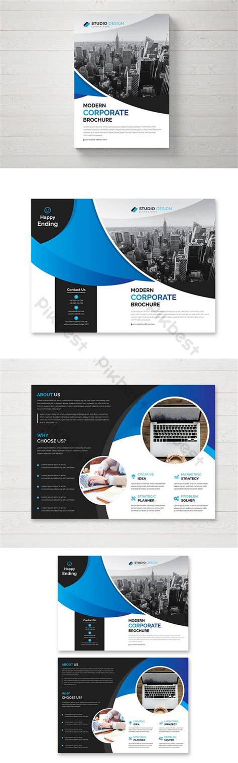 Corporate Business Bi-fold Brochure Template Design | AI Free Download ...