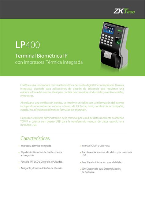 ZKTECO LP400 ID ZKPERU ZKTECO PERU