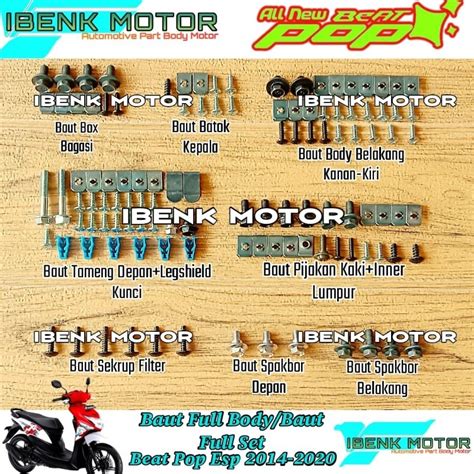 Jual Baut Baud Full Body Set Honda Beat Pop Tahun Eceran