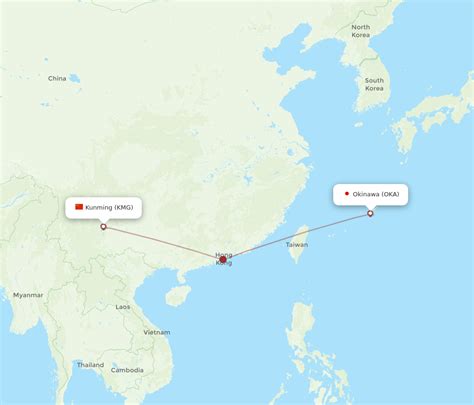 All Flight Routes From Kunming To Okinawa Kmg To Oka Flight Routes