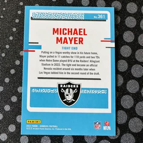 2023 PANINI DONRUSS Michael Mayer ROOKIE CLASSÉ 361 Base RC Las Vegas