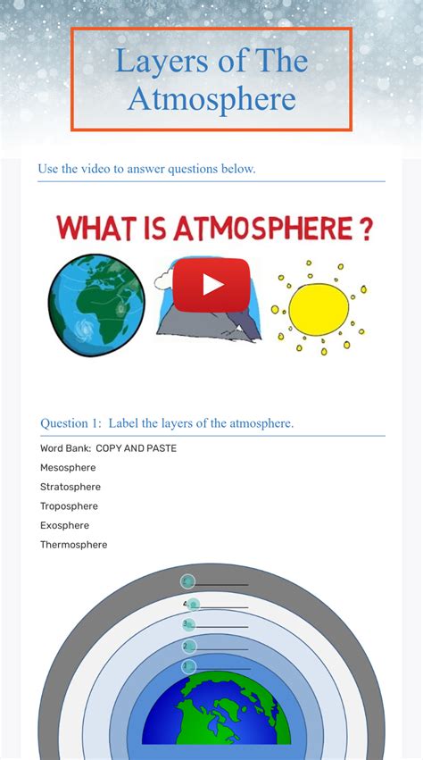 Layers Of The Atmosphere Worksheet – Imsyaf.com