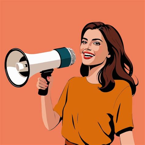 Premium Vector Woman Holding Megaphone Shouting Out Communication