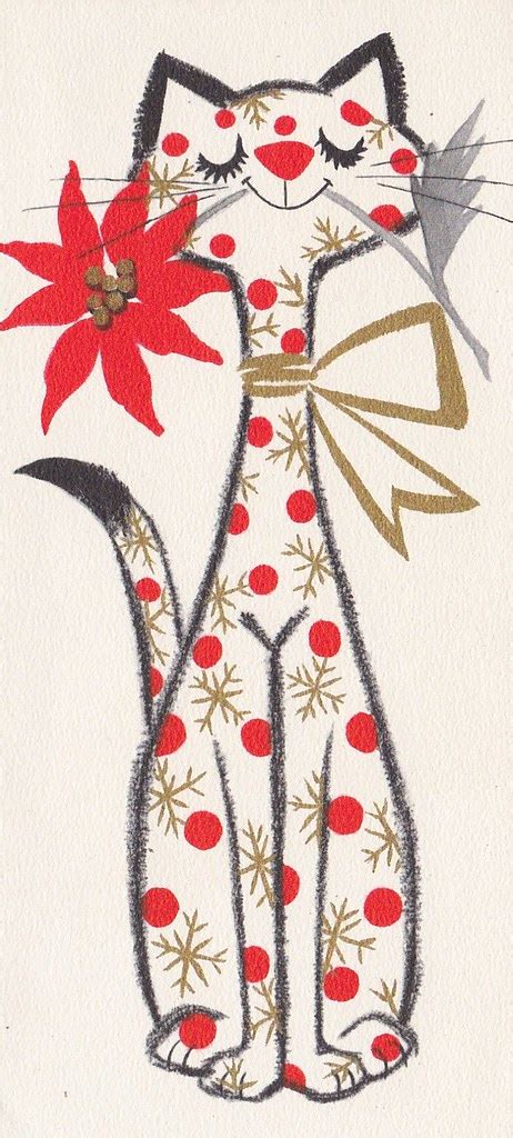 Vintage Hallmark Christmas Card Polka Dot Cat With Poins Flickr